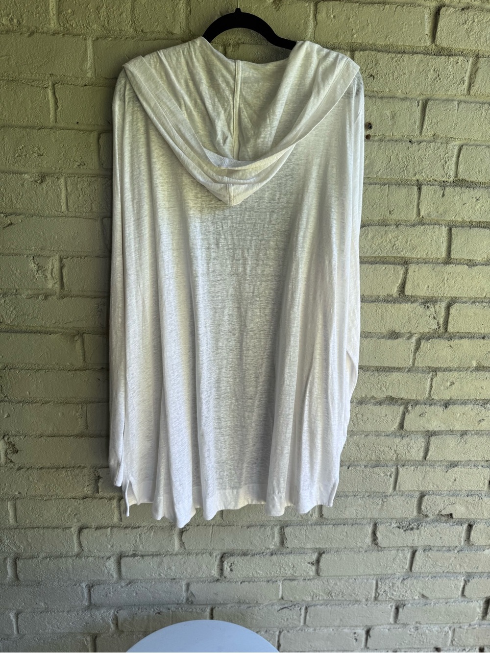 Tahari White 100%  Linen Hooded Open Cardigan NWT Sz 3X long sleeved - Picture 4 of 5